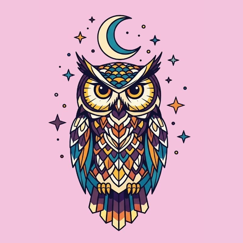 Mystical owl constellation at night