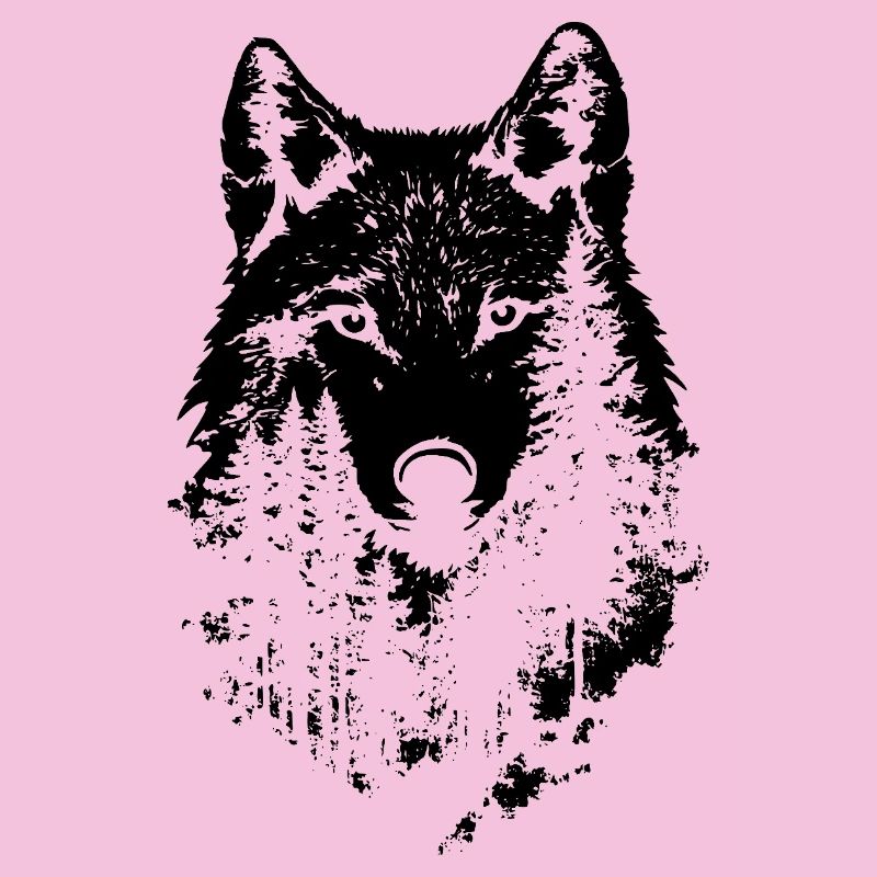 Silhouette de forêt de visage de loup
