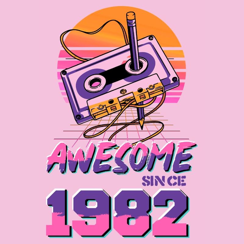 Retro Cassette 1982 Neon Design