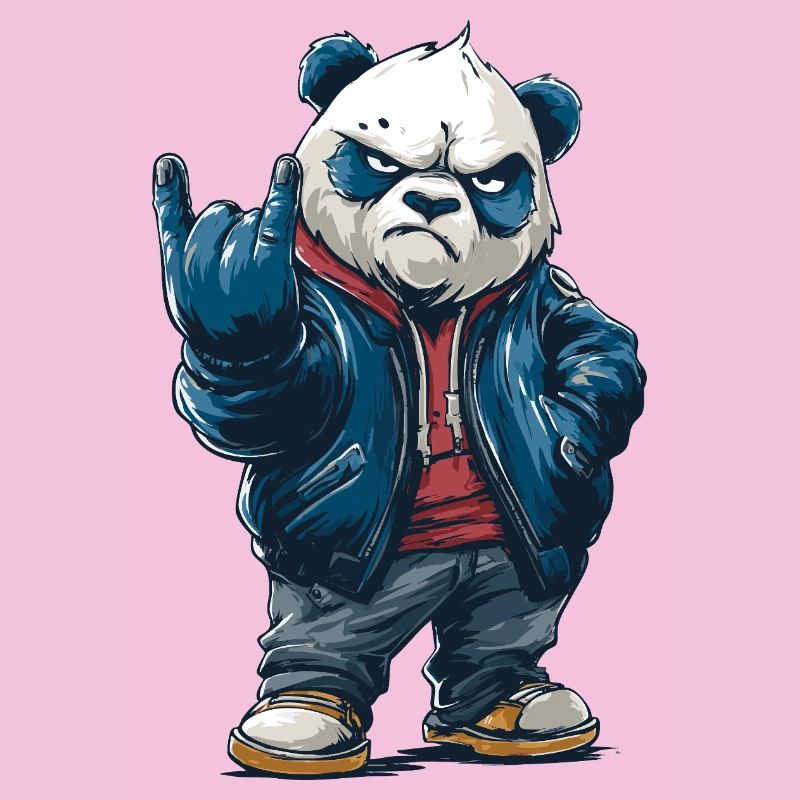 Rocking panda with "rock on" pose