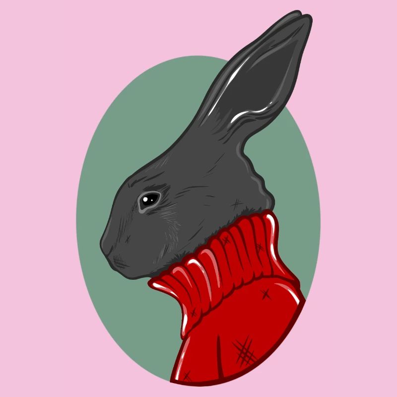 Hase mit rotem Pullover