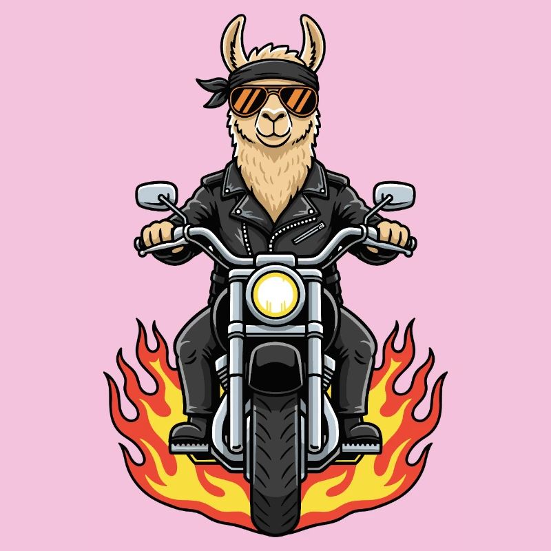Cool Biker Llama Motorradflammen