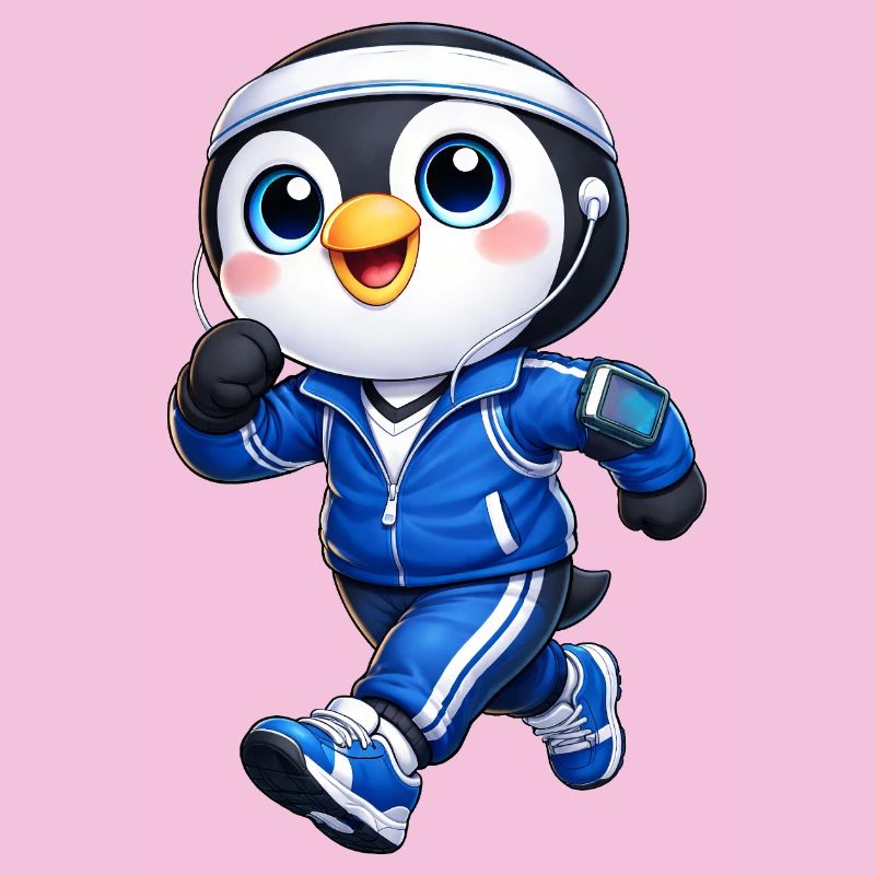 Marathon de jogging de pingouin sympa