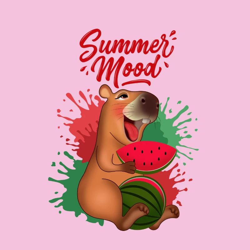 Capybara souriant avec pastèque
