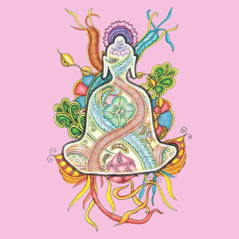 Tranzending Buddha meditating hand-drawn - bunt