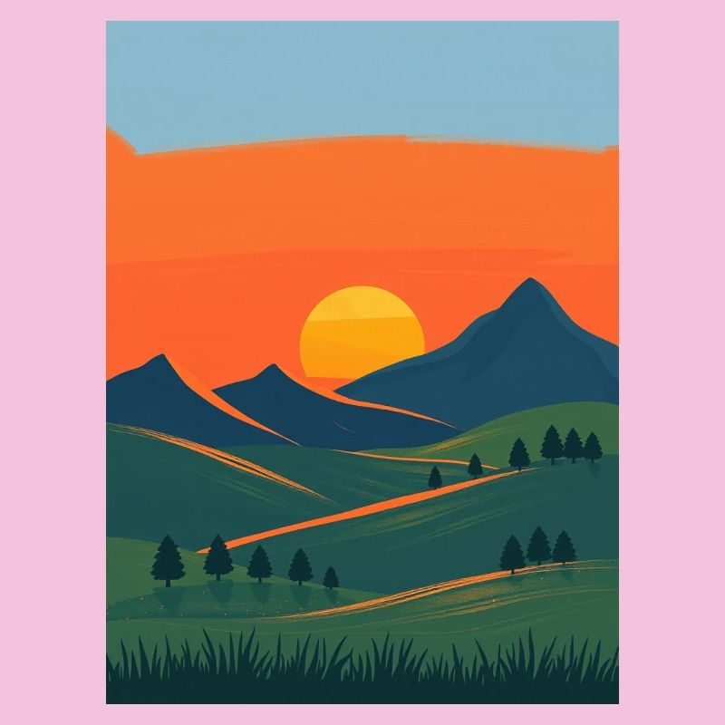 Evening mountain landscape change