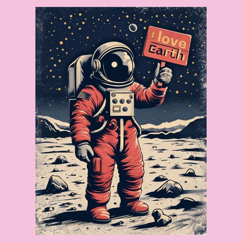 Astronaut with message