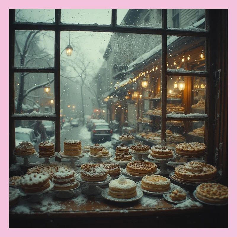 Snowy Window Bakery Pastries