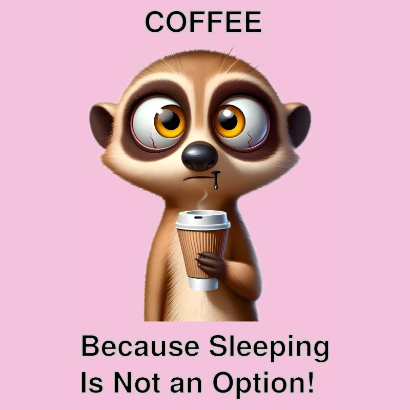 Tired Meerkat with Coffee