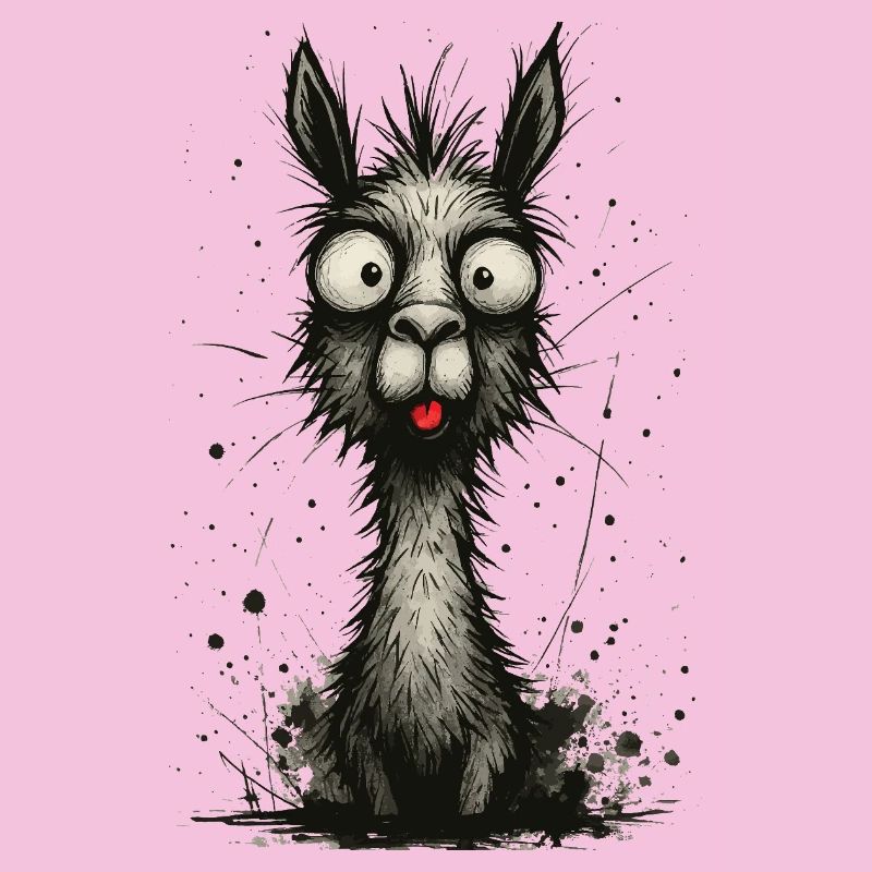 Lustiges Lama mit Zunge – Comic Splash