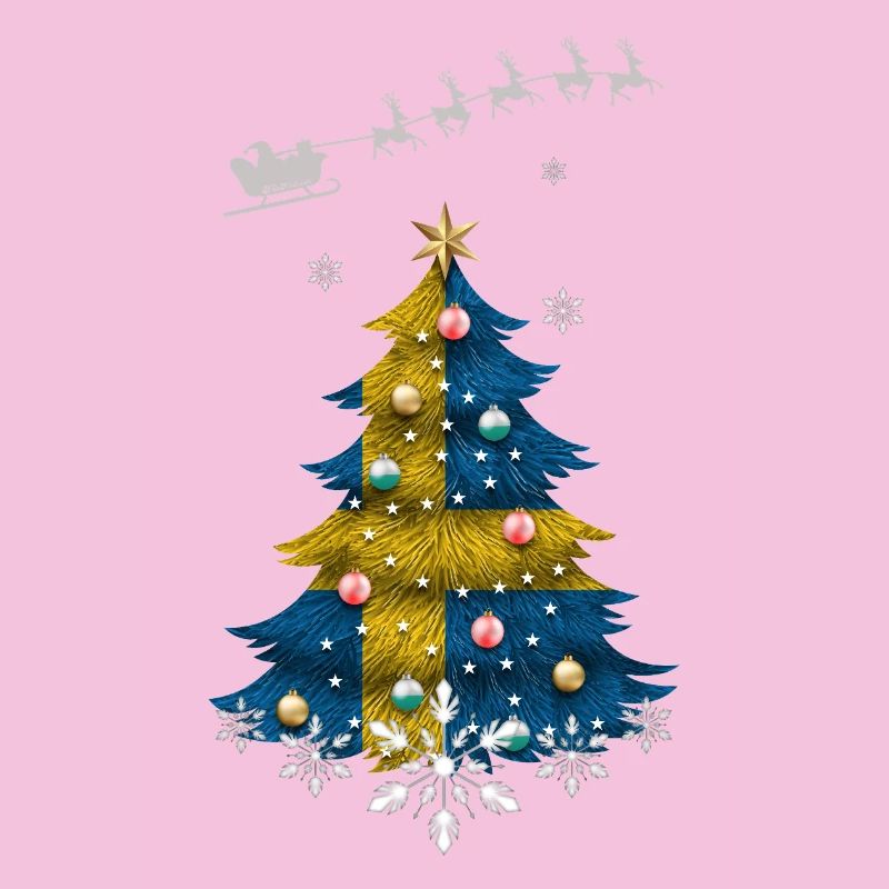 Weihnachtsbaum mit Schweden-Flagge
