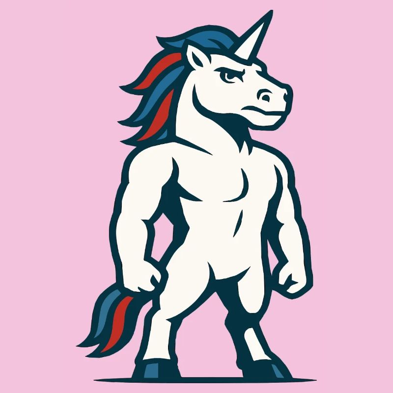 Power Unicorn Maskottchen starkes athletisches Design