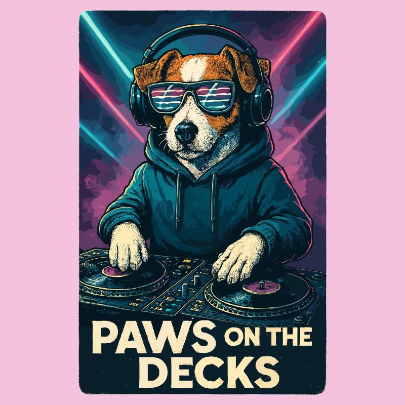 Jack Russell Terrier DJ Turntables Paws Techno