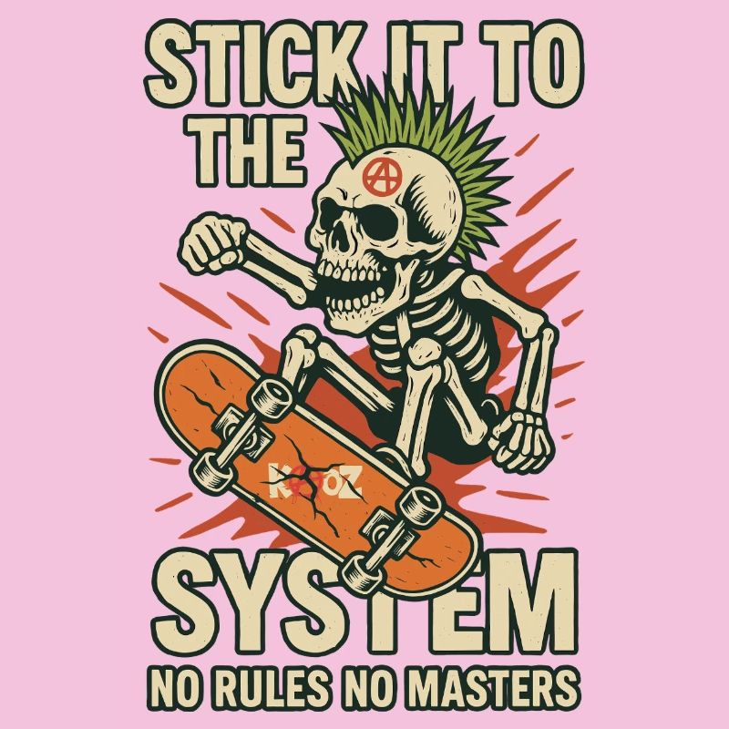 Skeleton Skateboard Against the System