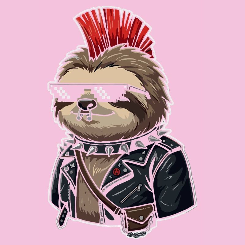 Punk-Sloth im Lederlook
