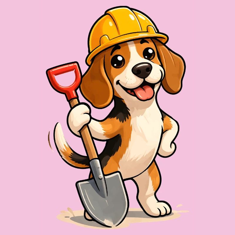 Beagle Construction Worker Dog Funny Fun Design