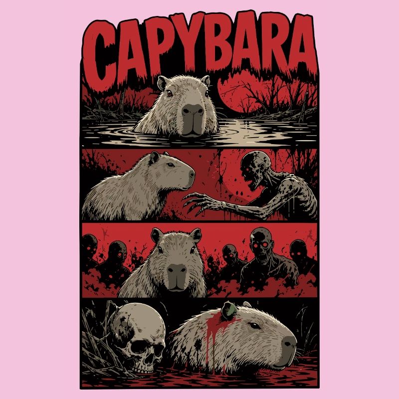 Zombie Capybara Horror Art