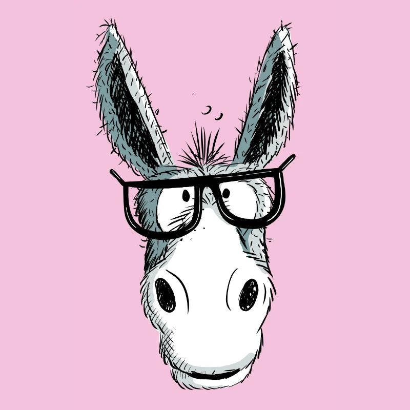 Lustiger Grauer Nerd Esel Mit Brille I Comic