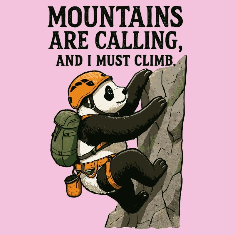 Funny climbing panda bouldering