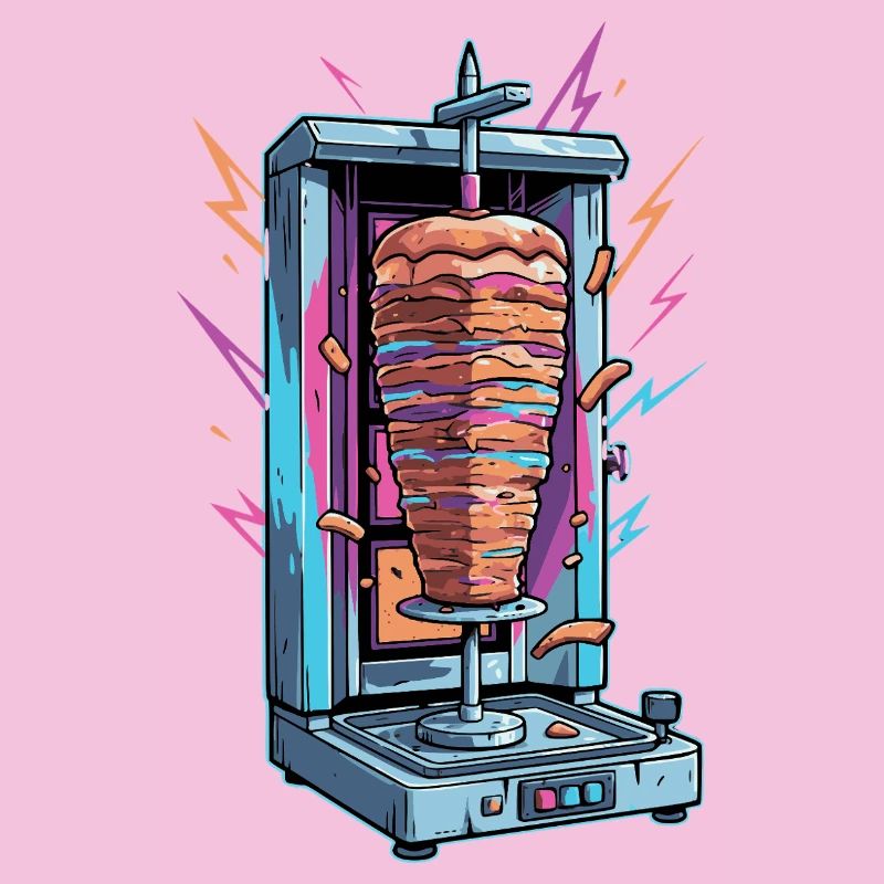 Machine à brochette à kebab néon