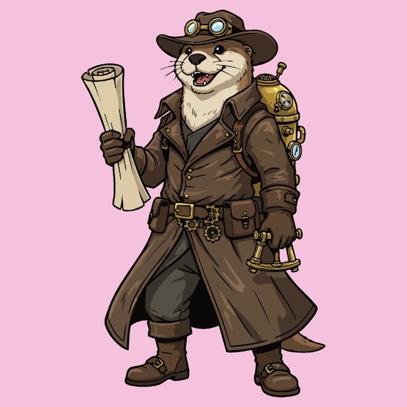 Otter Explorer Steampunk Retro Cartographer