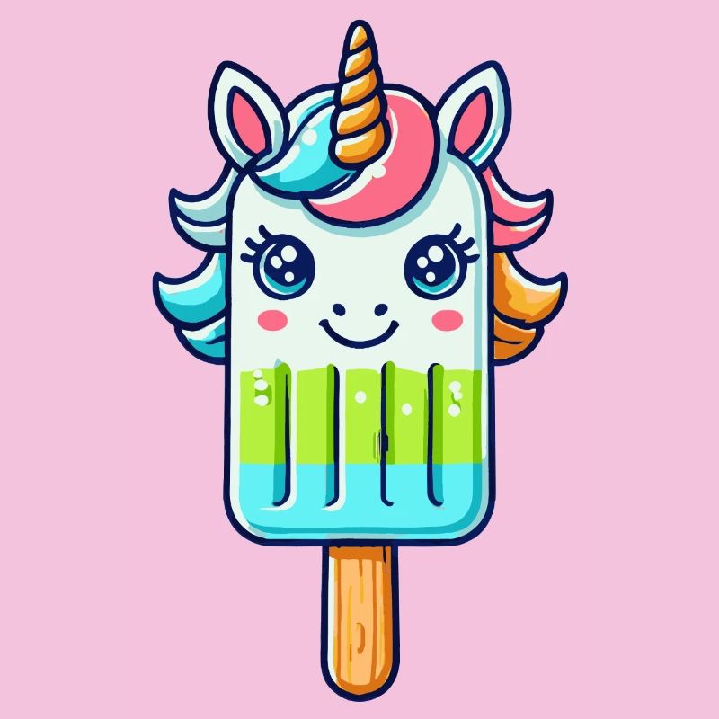 Ein Eis am Stil in Form eines bunten Einhorns