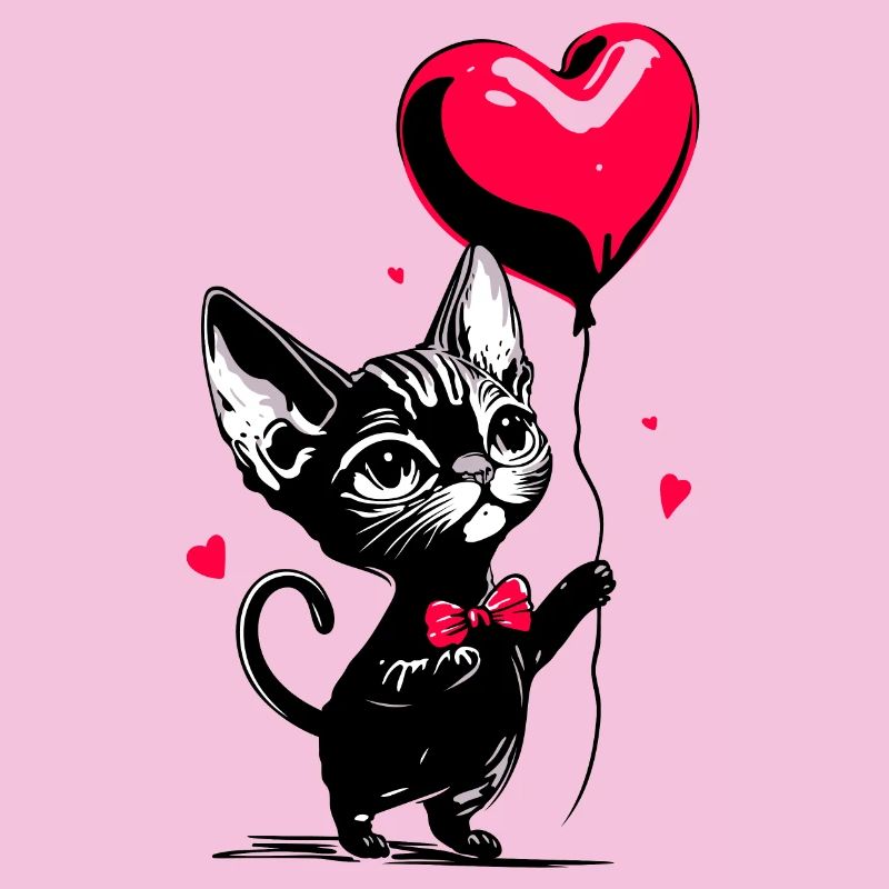 Cat Sphynx Heart Balloon - Heartful Creatures