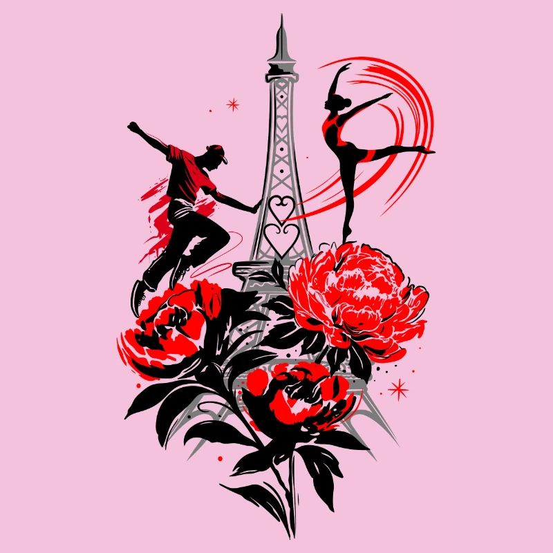 Danseuse Paris Silhouette, Rouge Noir Abstrait