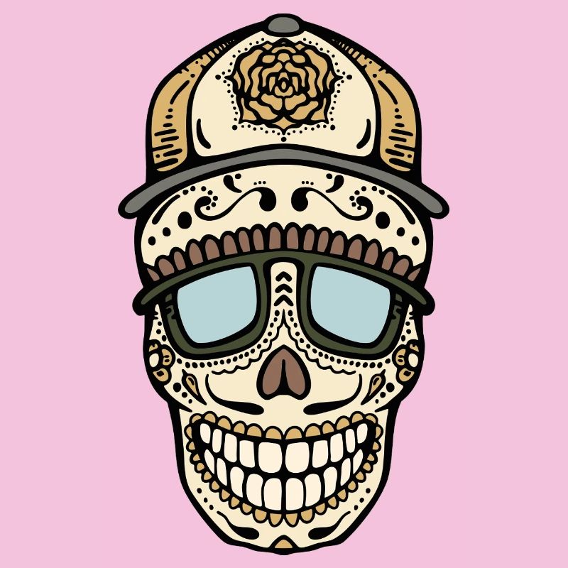 Sugar Skull with Cap and Sunglasses