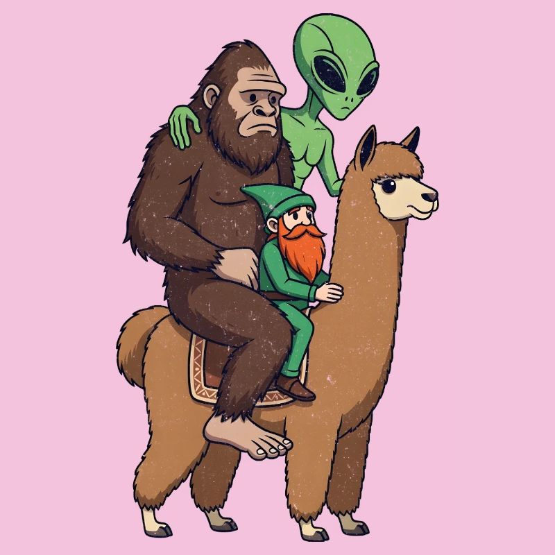 Alien elfe Sasquatch sur Lama