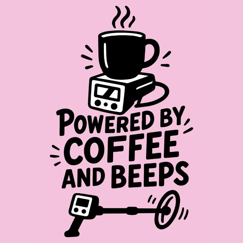 Powered By Coffee And Beeps Funny Metal Detecting