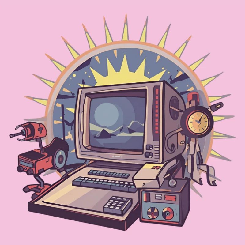 Futuristischer Computer mit Retro-Elementen