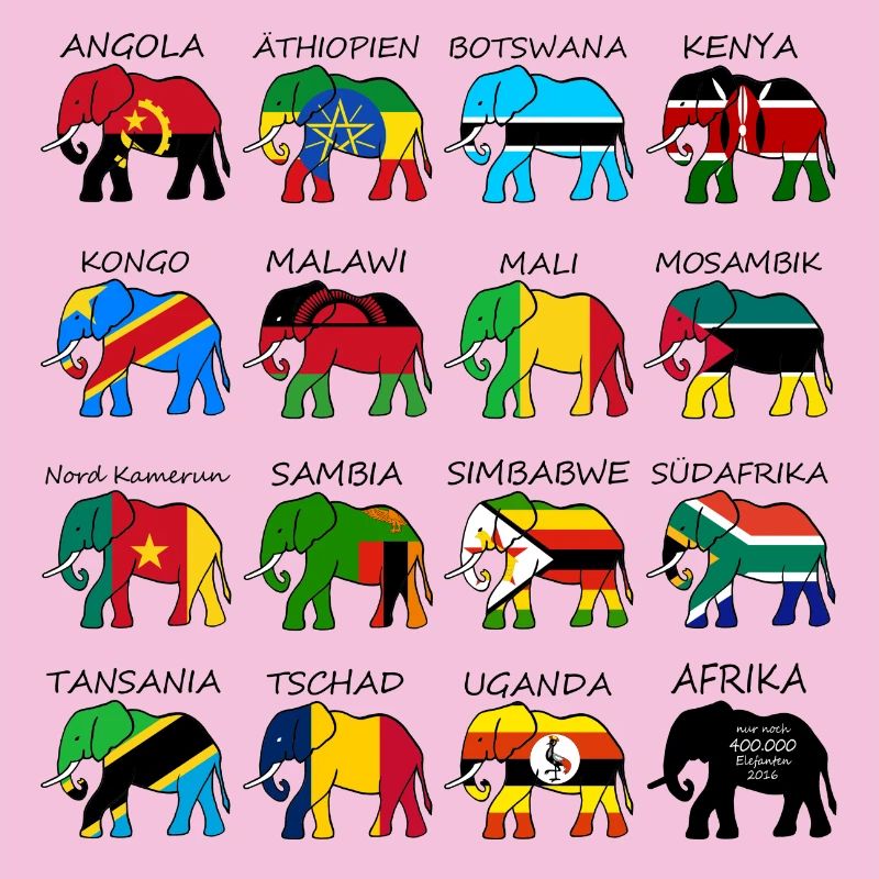ELEFANTS AFRIQUE AVEC DRAPEAUX