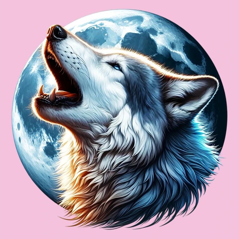 Wolf howls at the full moon