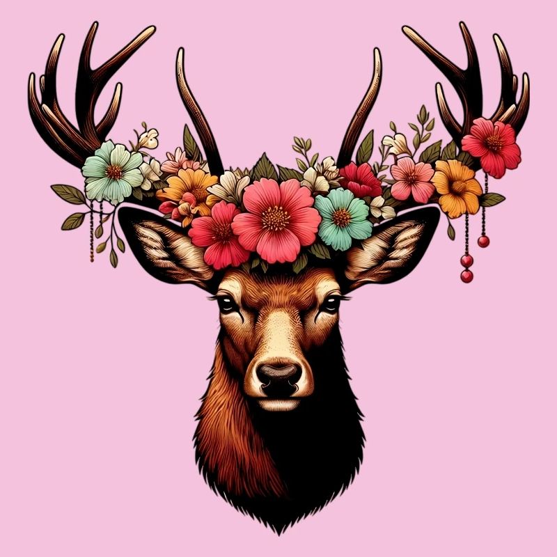 Deer with Flowers
