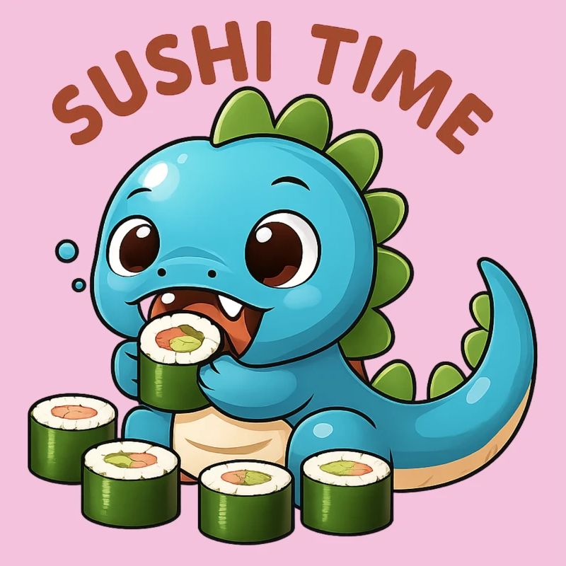 Dinosaure mignon avec thème sushi