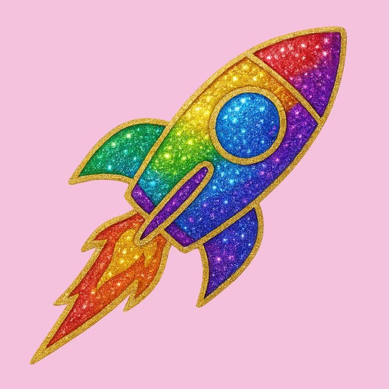 Regenbogen Rakete Glitzer Design
