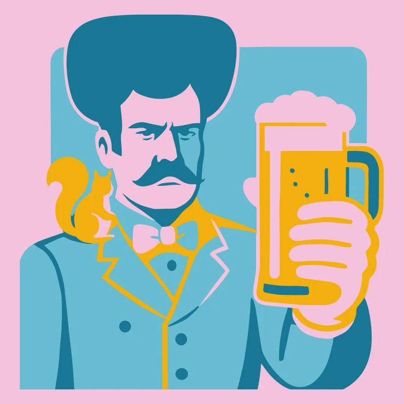 Retro Held mit Bierglas Motiv