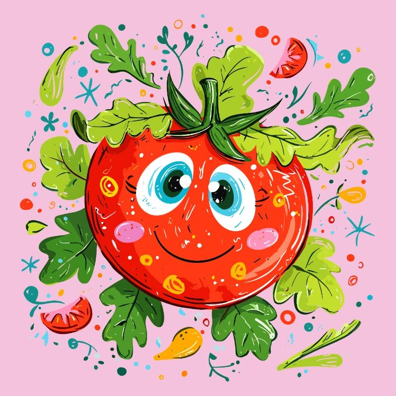 Tomate joyeuse à motif vert