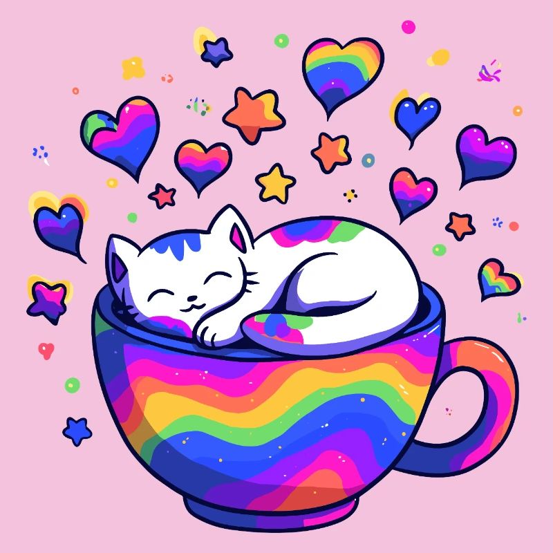 Regenbogenkatze im Becher