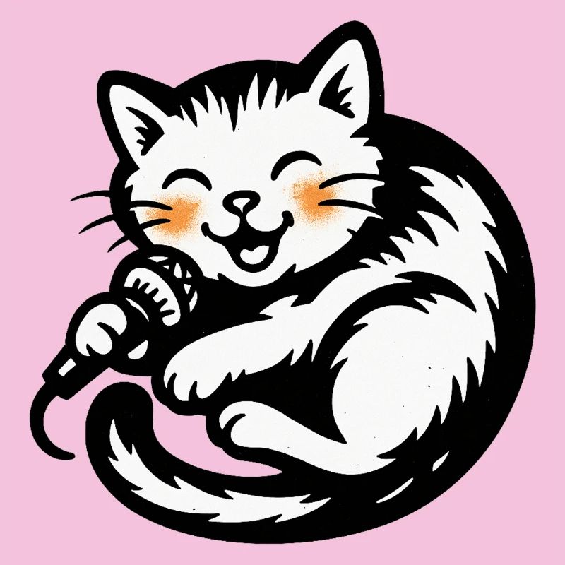 Cat singer with microphone