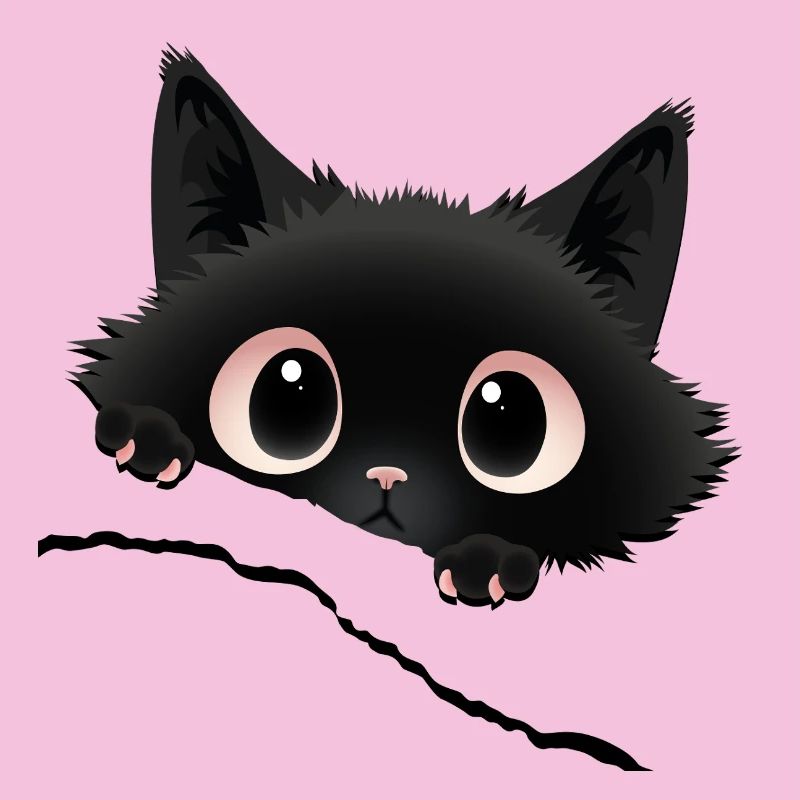 Le chaton noir de Kawaii pointe du regard