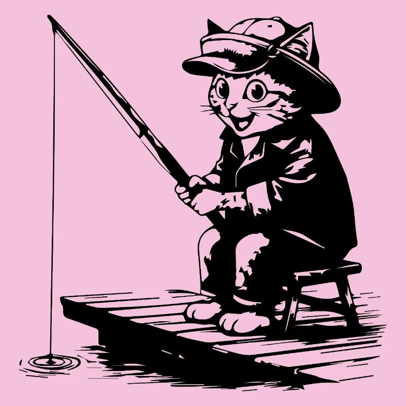 Chat Pêcheur Rigolo - Design Chat qui Pêche
