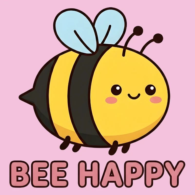 Heureuse d’abeilles | Jeu de mots mignon avec Kawaii Honey Bee