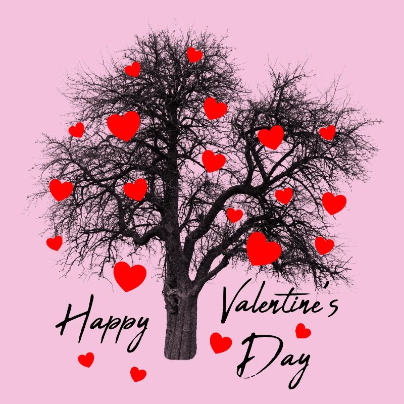 Rote Herzchen Baum mit Herzen Valentinstag Liebe