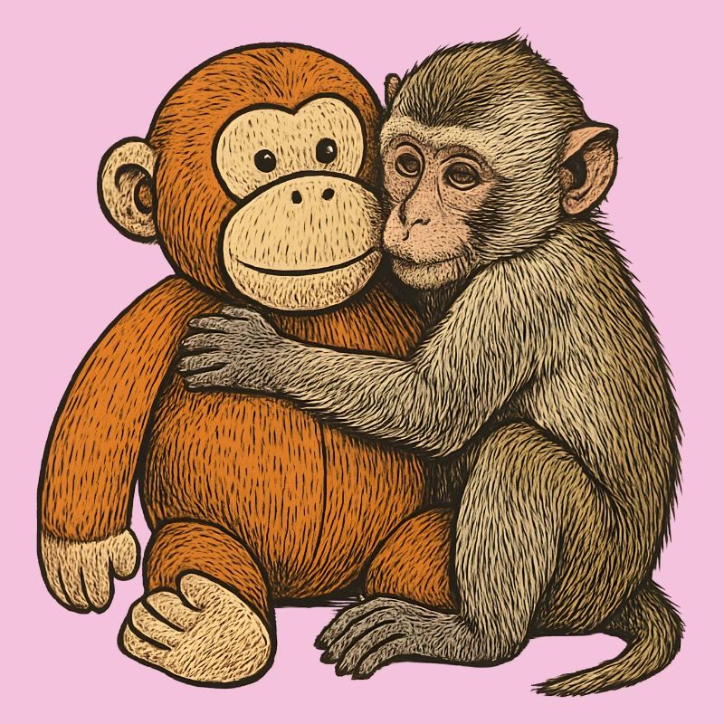 Umarmte Affenfreundschaft