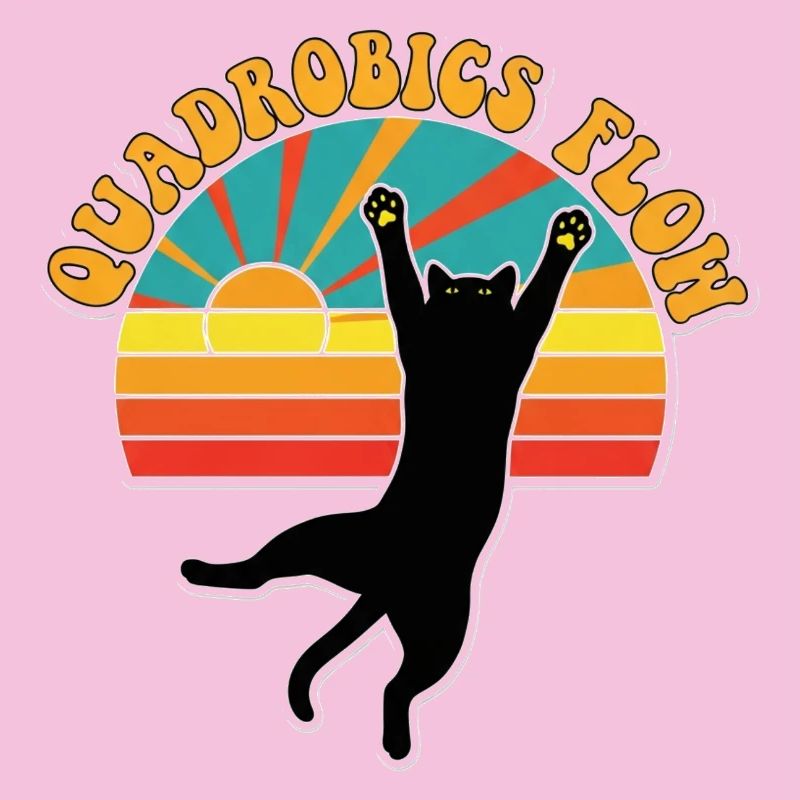 Retro Quadrobics Flow Black Cat 70s Sunset
