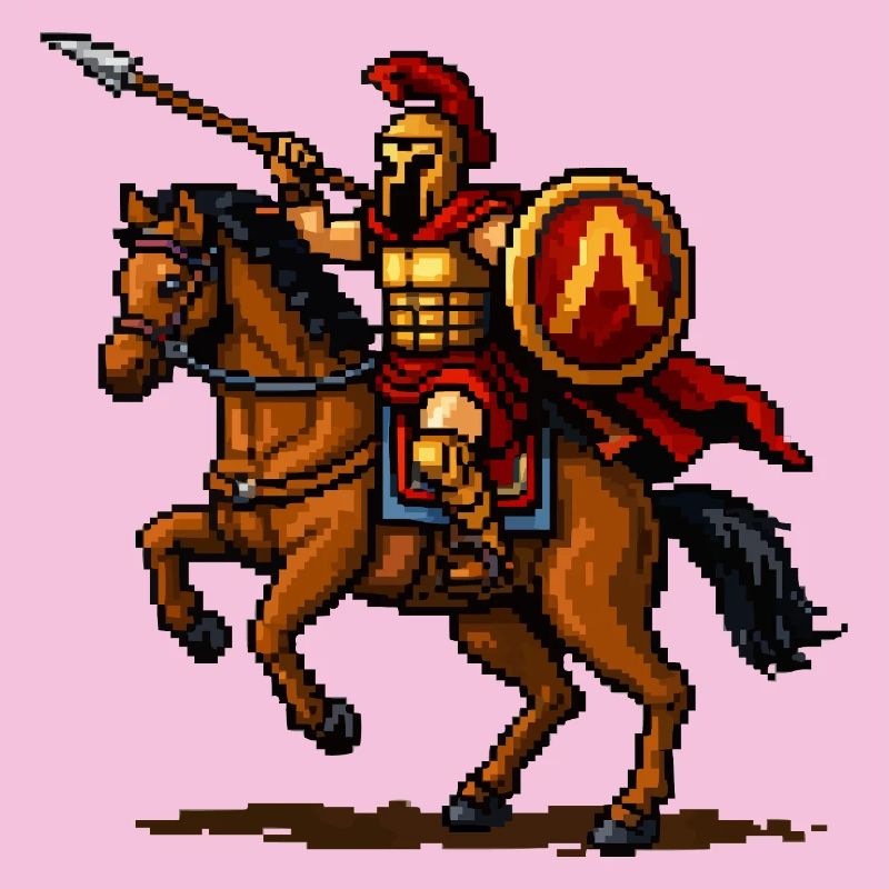 Pixelritter auf Pferd