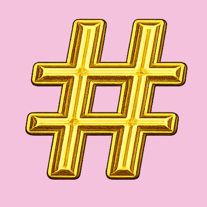 Emblème du hashtag doré