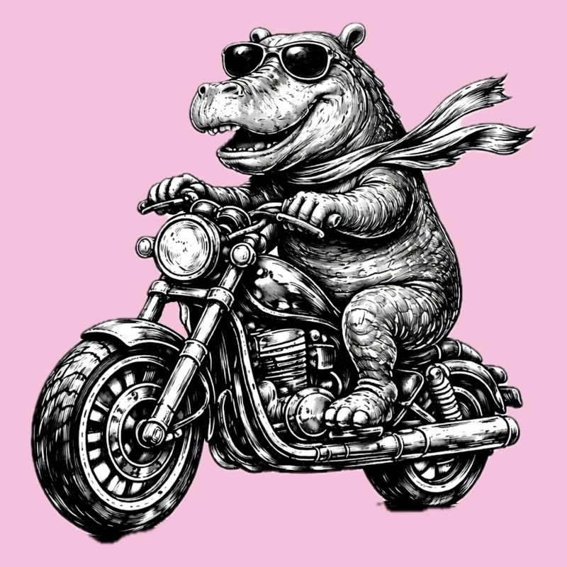Hippo on Motorcycle